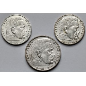 Niemcy, 2-5 marek 1938-1939 - zestaw (3szt)