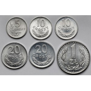 5-20 groszy i 1 złoty 1963-1985 - zestaw (6szt)