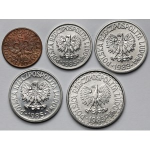 2-50 groszy i 1 złoty 1938-1985 - zestaw (5szt)