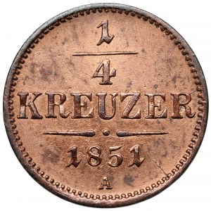Austria, Franciszek Józef I, 1/4 krajcara 1851-A, Wiedeń