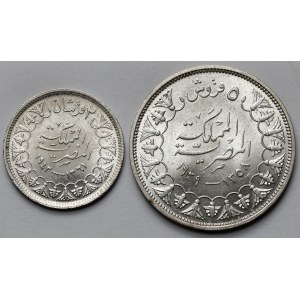Egipt, Farouk I, 2-5 piastres 1939-1942 - zestaw (2szt)
