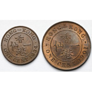 Hong Kong, Cent 1901-1934 - zestaw (2szt)