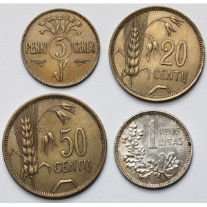 Litwa, 5-50 centu i 1 litas 1925 - zestaw (4szt)