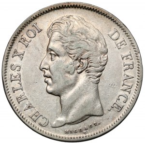 Francja, Karol X, 5 franków 1830-B, Rouen