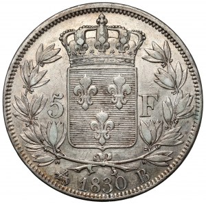 Francja, Karol X, 5 franków 1830-B, Rouen