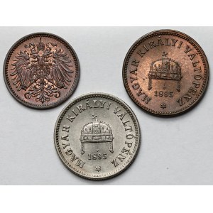 Austria, Franciszek Józef I, 1-10 halerzy 1895-1902 - zestaw (3szt)
