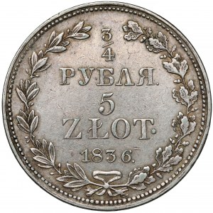 3/4 rubla = 5 złotych 1836 MW, Warszawa