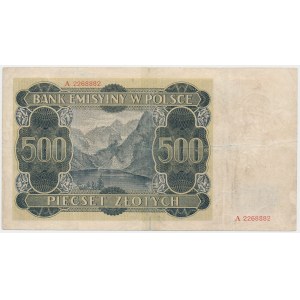 500 złotych 1940 ostemplowany jako FALSCH Kl. II Typ A