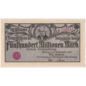 Gdańsk, 500 mln marek 1923 - druk szarofioletowy
