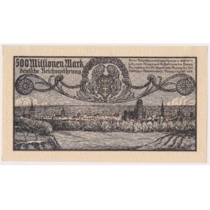 Gdańsk, 500 mln marek 1923 - druk szarofioletowy