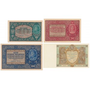 10, 20 i 100 mkp 08.1919 i 50 zł 1929 - zestaw (4szt)