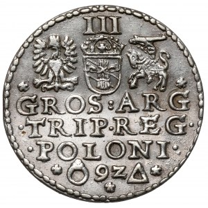 Zygmunt III Waza, Trojak Malbork 1592 - tarcza z liniami