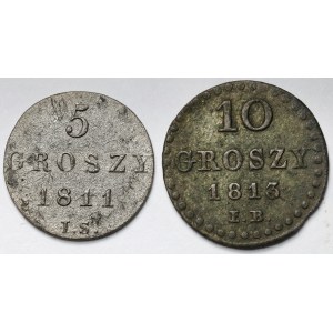 Księstwo Warszawskie, 5-10 groszy 1811-1813 - zestaw (2szt)