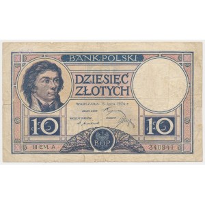 10 złotych 1924 - III EM. A - bardzo rzadka