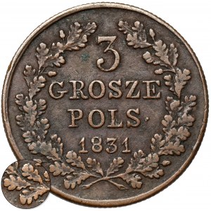 Powstanie Listopadowe, 3 grosze 1831 KG - bez listka - rzadkie