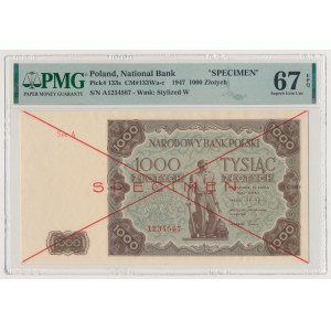 1.000 złotych 1947 - SPECIMEN - Ser.A 1234567