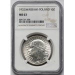 Głowa Kobiety 10 złotych 1932 zn, Warszawa