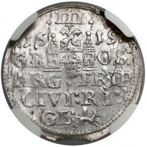 Zygmunt III Waza, Trojak Ryga 1619 - DUŻA głowa - rzadki