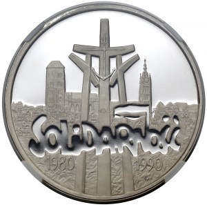 100.000 złotych 1990 Solidarność - odmiana D - LUSTRZANKA (odwrócona flaga)