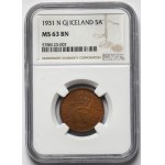 Islandia, Christian X, 5 aurar 1931 N GJ