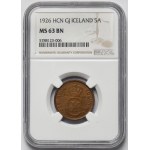 Islandia, Christian X, 5 aurar 1926 HGN GJ