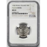 Próba NIKIEL 50 groszy 1958 - wieniec