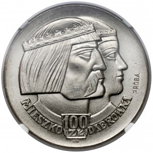 Próba NIKIEL 100 złotych 1960 Mieszko... głowy - mały orzeł