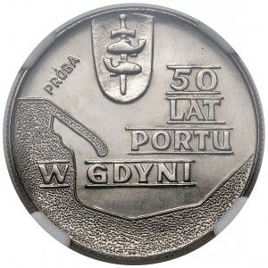 Próba NIKIEL 10 złotych 1972 Port w Gdyni - tło z deseniem