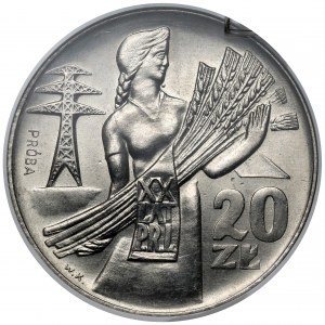 Próba NIKIEL 20 złotych 1964 kobieta ze zbożem