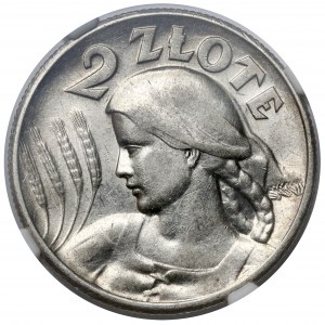 Kobieta i kłosy 2 złote 1925 z kropką, Londyn