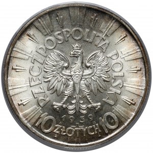 Piłsudski 10 złotych 1939 - PIĘKNY