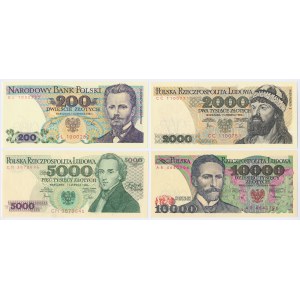 Zestaw 200 zł, 2 i 5tys 1982 i 10tys 1988 - zestaw (4szt)