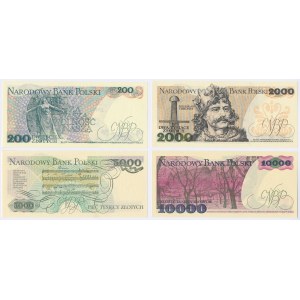 Zestaw 200 zł, 2 i 5tys 1982 i 10tys 1988 - zestaw (4szt)
