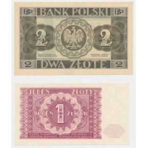 2 zł 1936 AP i 1 zł 1946 - zestaw (2szt)