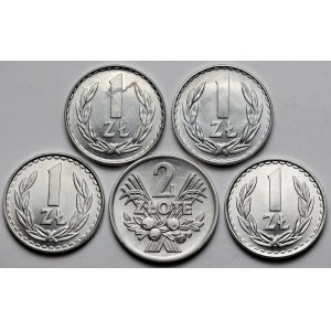 1 i 2 złote 1973-1986 - zestaw (5szt)
