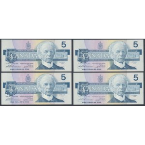 Canada, 5 Dollars 1986 (4pcs)