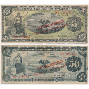 Mexico, 5 & 50 Pesos 1914 - REVALIDADO (2pcs)
