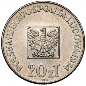 Próba MIEDZIONIKIEL 20 złotych 1974 XXX lat PRL