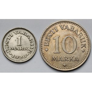 Estonia, 1 - 10 marka 1925-1926 - zestaw (2szt)