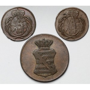 Saksonia, Halerze 1796-1799 i 3 fenigi 1832 - zestaw (3szt)