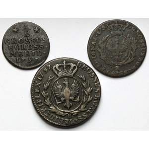 Prusy Południowe, Trojak, Grosz i Półgrosz Wrocław 1797-B - zestaw (3szt)