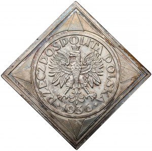 Klipa SREBRO 5 złotych 1936 Żaglowiec - lustrzany