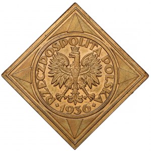 Klipa BRĄZ 5 złotych 1936 Żaglowiec - rzadkość