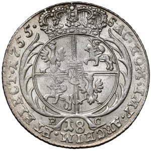 August III Sas, Ort Lipsk 1755 EC - masywne - z rozetą