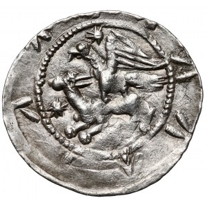 Władysław II Wygnaniec, Denar - Orzeł i Zając - gwiazdy / kule
