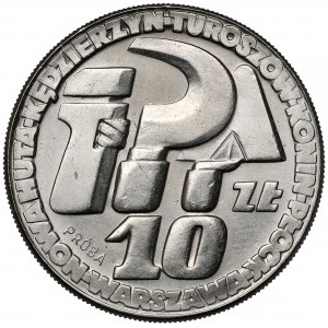 Próba NIKIEL 10 złotych 1964 klucz, sierp i kielnia