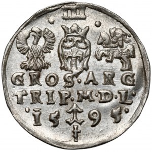 Zygmunt III Waza, Trojak Wilno 1595 - Prus - piękny