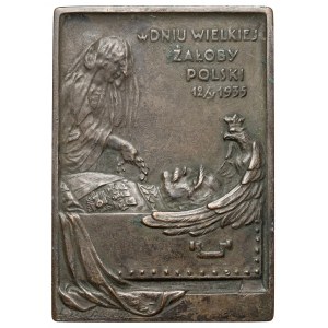 Plakieta 1935 - Józef Piłsudski - w Dniu Wielkiej Żałoby Polski - rzadka