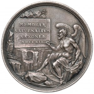 August II Mocny, stary ODLEW Medalu zaślubinowego Augusta III 1719 - Saturnalia