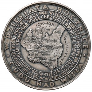 Medal SREBRO Cud nad Wisłą / papież Pius XI 1930 - B.RZADKI